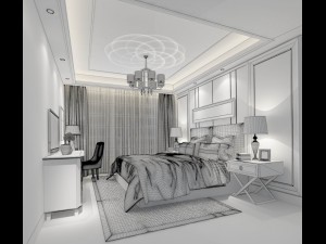 stylish bedroom complete 78 3D Model
