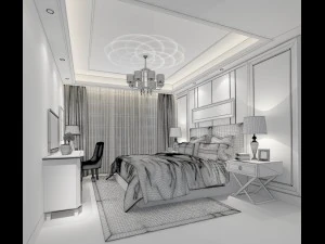 stylish bedroom complete 78 3D Model