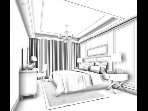 stylish bedroom complete 78 3D Model
