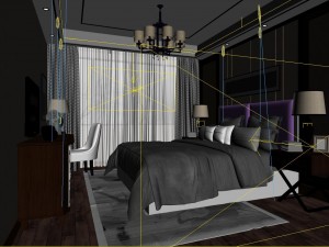 stylish bedroom complete 78 3D Model