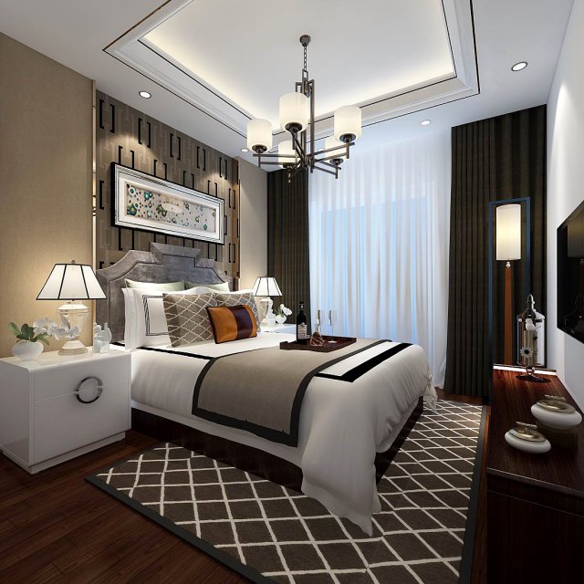 stylish bedroom complete 79 Modelo 3D .c4d .max .obj .3ds .fbx .stl .blend 