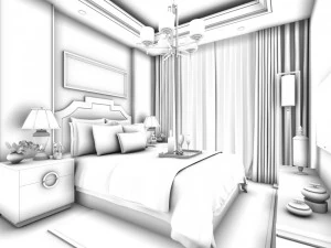 stylish bedroom complete 79 3D Model