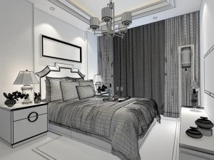 stylish bedroom complete 79 3D Model