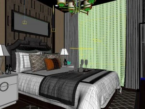 stylish bedroom complete 79 3D Model