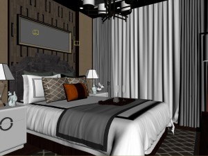 stylish bedroom complete 79 Modelo 3D