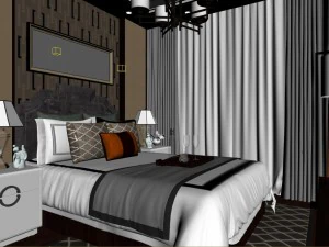 stylish bedroom complete 79 3D Model