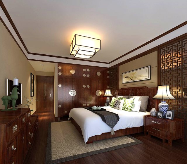 stylish bedroom complete 80 3D Модель .c4d .max .obj .3ds .fbx .stl .blend 