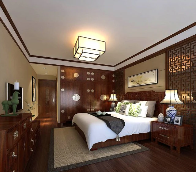 stylish bedroom complete 80 3D Model .c4d .max .obj .3ds .fbx .stl .blend