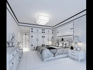 stylish bedroom complete 80 3D Model