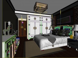 stylish bedroom complete 80 3D Модель