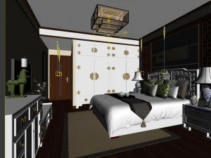 stylish bedroom complete 80 3D Model