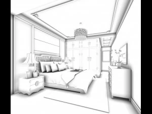 stylish bedroom complete 81 3D Model