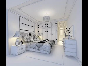 stylish bedroom complete 81 3D Model
