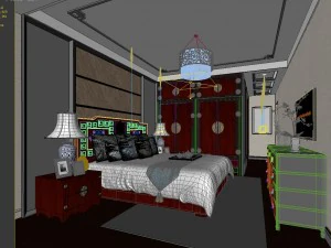 stylish bedroom complete 81 3D Model