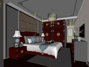 stylish bedroom complete 81 3D Model
