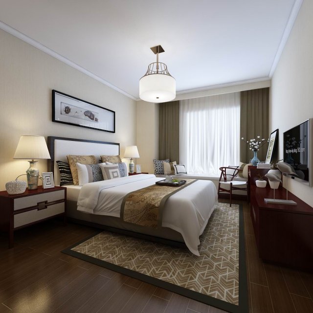 stylish bedroom complete 82 Modello 3D .c4d .max .obj .3ds .fbx .stl .blend 