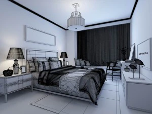 stylish bedroom complete 82 3D Model