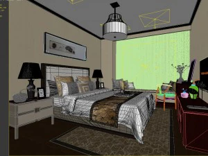 stylish bedroom complete 82 3D Model