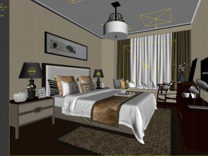 stylish bedroom complete 82 Modello 3D