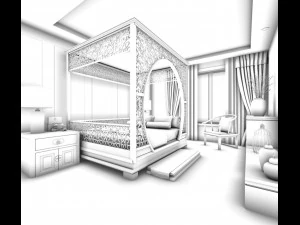 stylish bedroom complete 83 3D Model
