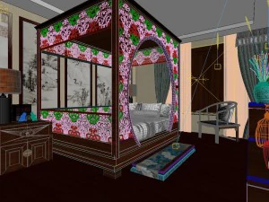 stylish bedroom complete 83 3D Model