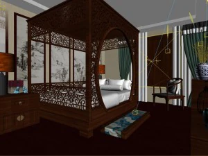 stylish bedroom complete 83 3D Model