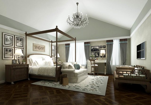 stylish bedroom complete 84 3D Model .c4d .max .obj .3ds .fbx .stl .blend