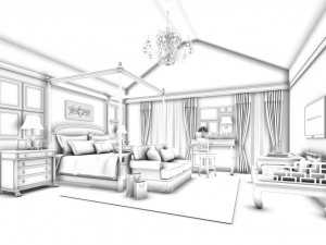 stylish bedroom complete 84 3D Model