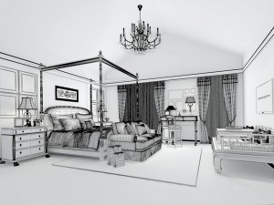 stylish bedroom complete 84 3D Model