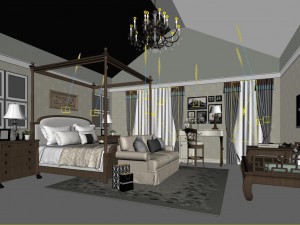 stylish bedroom complete 84 3D Model
