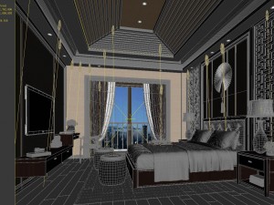 stylish bedroom complete 85 Model 3D
