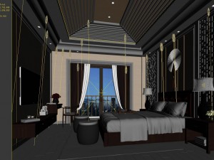 stylish bedroom complete 85 Model 3D
