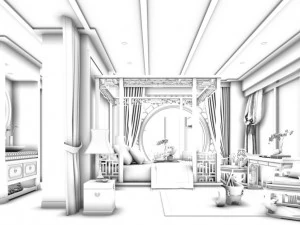 stylish bedroom complete 86 3D Model