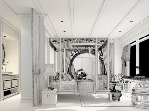 stylish bedroom complete 86 3D Модель
