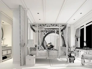stylish bedroom complete 86 3D Model
