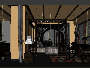 stylish bedroom complete 86 3D Model