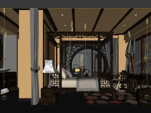 stylish bedroom complete 86 3D Model