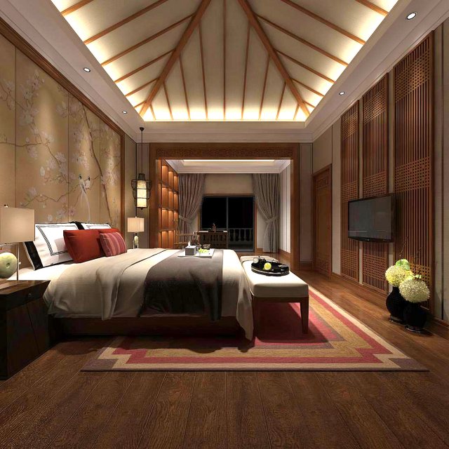 stylish bedroom complete 87 3D 모델 .c4d .max .obj .3ds .fbx .stl .blend 