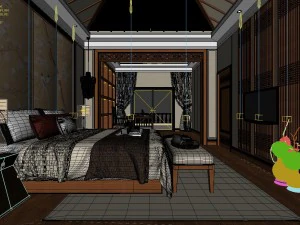 stylish bedroom complete 87 3D Model