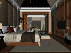 stylish bedroom complete 87 3D Model