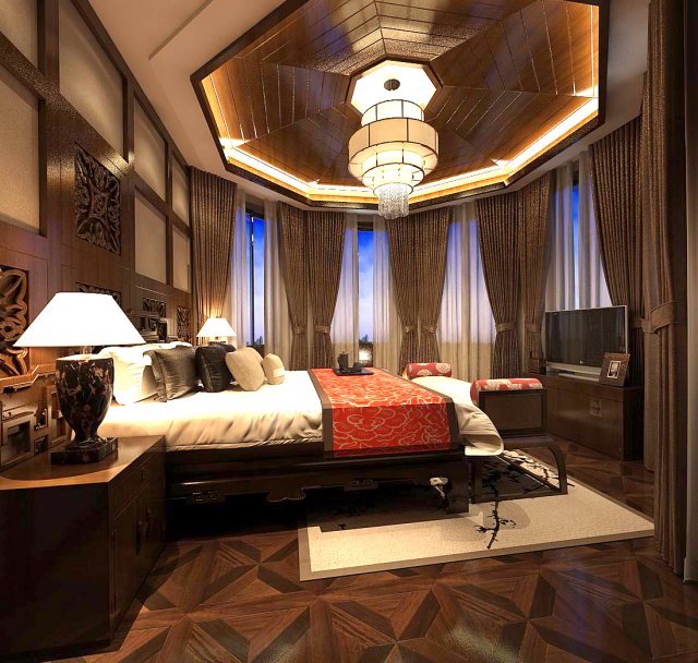 stylish bedroom complete 88 3D Model .c4d .max .obj .3ds .fbx .stl .blend