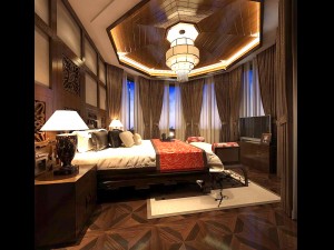 stylish bedroom complete 88 3D Model