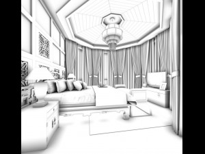 stylish bedroom complete 88 3D Model