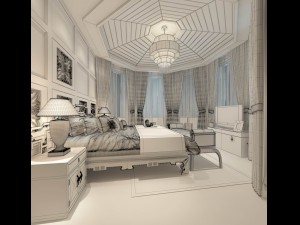 stylish bedroom complete 88 3D Model