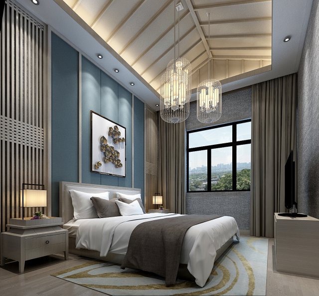 stylish bedroom complete 89 Model 3D .c4d .max .obj .3ds .fbx .stl .blend 