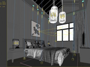 stylish bedroom complete 89 Model 3D