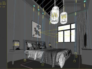 stylish bedroom complete 89 3D Model