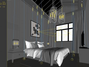 stylish bedroom complete 89 Model 3D