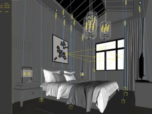 stylish bedroom complete 89 3D Model