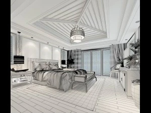 stylish bedroom complete 90 3D Model